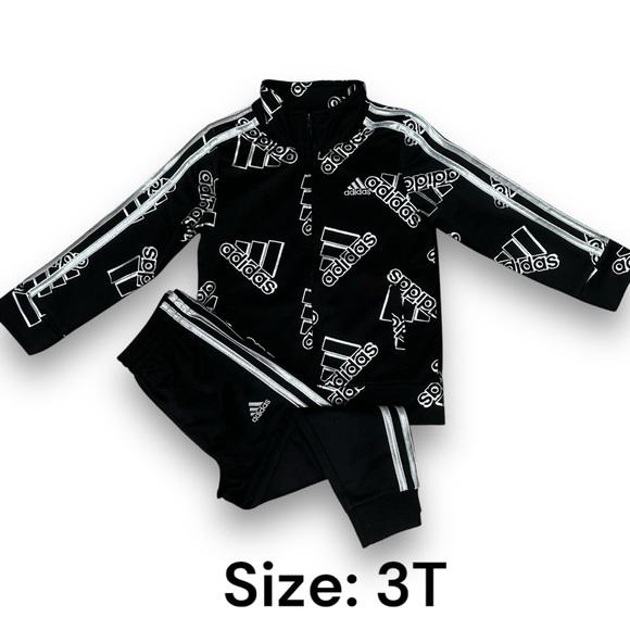 Adidas Track Suit Set Toddler 3T silver stripes - Picture 1 of 6